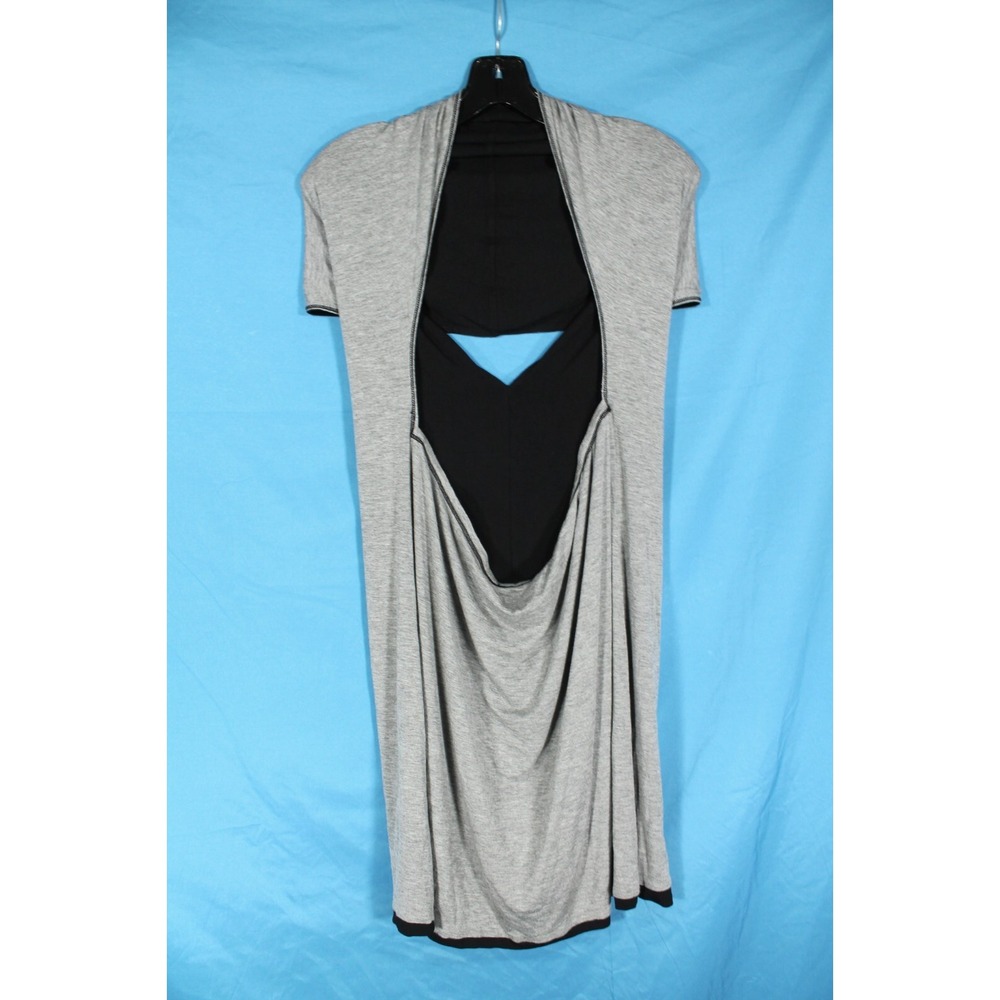 CABI #956 Black/Gray JERSEY KNIT Reversible PULLOVER Hoodie Tunic Top Dress M